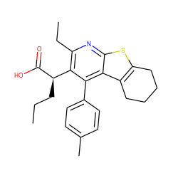 CCC[C@@H](C(=O)O)c1c(CC)nc2sc3c(c2c1-c1ccc(C)cc1)CCCC3 ZINC000113122839