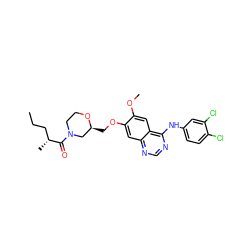 CCC[C@@H](C)C(=O)N1CCO[C@@H](COc2cc3ncnc(Nc4ccc(Cl)c(Cl)c4)c3cc2OC)C1 ZINC000114822881