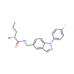 CCC[C@@H](C)C(=O)NCc1ccc2c(cnn2-c2ccc(F)cc2)c1 ZINC000043023170