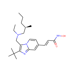 CCC[C@@H](C)CN(CC)Cc1c(C(C)(C)C)nc2cc(/C=C/C(=O)NO)ccn12 ZINC000143624132