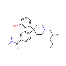 CCC[C@@H](C)CN1CCC(c2ccc(C(=O)N(C)C)cc2)(c2cccc(O)c2)CC1 ZINC000045390836