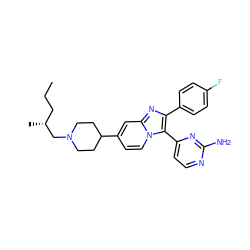 CCC[C@@H](C)CN1CCC(c2ccn3c(-c4ccnc(N)n4)c(-c4ccc(F)cc4)nc3c2)CC1 ZINC000040424189