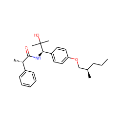 CCC[C@@H](C)COc1ccc([C@@H](NC(=O)[C@@H](C)c2ccccc2)C(C)(C)O)cc1 ZINC000072316076