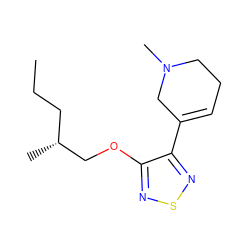 CCC[C@@H](C)COc1nsnc1C1=CCCN(C)C1 ZINC000013456686