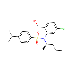 CCC[C@@H](C)N(c1cc(Cl)ccc1CO)S(=O)(=O)c1ccc(C(C)C)cc1 ZINC000028823160
