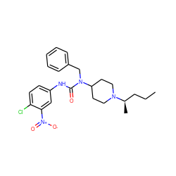 CCC[C@@H](C)N1CCC(N(Cc2ccccc2)C(=O)Nc2ccc(Cl)c([N+](=O)[O-])c2)CC1 ZINC001772588204