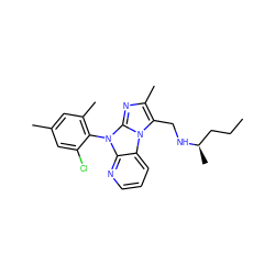 CCC[C@@H](C)NCc1c(C)nc2n(-c3c(C)cc(C)cc3Cl)c3ncccc3n12 ZINC000028903865