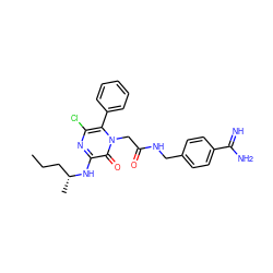 CCC[C@@H](C)Nc1nc(Cl)c(-c2ccccc2)n(CC(=O)NCc2ccc(C(=N)N)cc2)c1=O ZINC000013526979