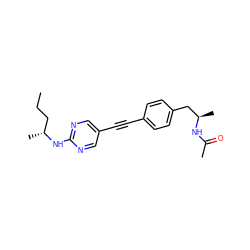 CCC[C@@H](C)Nc1ncc(C#Cc2ccc(C[C@@H](C)NC(C)=O)cc2)cn1 ZINC000113409469