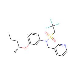 CCC[C@@H](C)Oc1cccc(N(Cc2cccnc2)S(=O)(=O)CC(F)(F)F)c1 ZINC000026830915