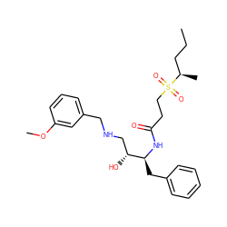 CCC[C@@H](C)S(=O)(=O)CCC(=O)N[C@@H](Cc1ccccc1)[C@H](O)CNCc1cccc(OC)c1 ZINC000028968577