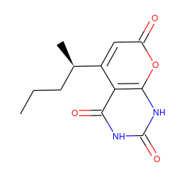 CCC[C@@H](C)c1cc(=O)oc2[nH]c(=O)[nH]c(=O)c12 ZINC000084722995