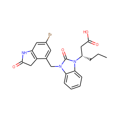 CCC[C@@H](CC(=O)O)n1c(=O)n(Cc2cc(Br)cc3c2CC(=O)N3)c2ccccc21 ZINC000095921190