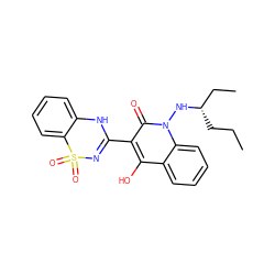 CCC[C@@H](CC)Nn1c(=O)c(C2=NS(=O)(=O)c3ccccc3N2)c(O)c2ccccc21 ZINC000101009226