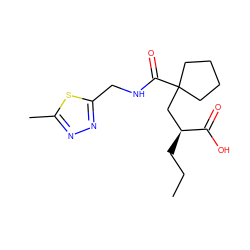 CCC[C@@H](CC1(C(=O)NCc2nnc(C)s2)CCCC1)C(=O)O ZINC000034803411