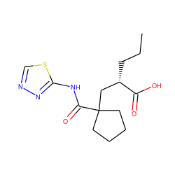 CCC[C@@H](CC1(C(=O)Nc2nncs2)CCCC1)C(=O)O ZINC000034658117