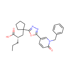 CCC[C@@H](CC1(c2nnc(-c3ccc(=O)n(Cc4ccccc4)c3)o2)CCCC1)C(=O)O ZINC000034803309