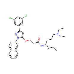 CCC[C@@H](CCCN(CC)CC)NC(=O)CCOc1cc(-c2cc(Cl)cc(Cl)c2)nn1-c1ccc2ccccc2c1 ZINC000028887346