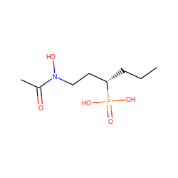 CCC[C@@H](CCN(O)C(C)=O)P(=O)(O)O ZINC000013644209