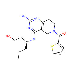 CCC[C@@H](CCO)Nc1nc(N)nc2c1CN(C(=O)c1cccs1)CC2 ZINC000219152236