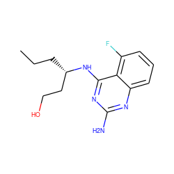 CCC[C@@H](CCO)Nc1nc(N)nc2cccc(F)c12 ZINC000223311706