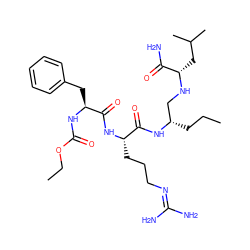 CCC[C@@H](CN[C@@H](CC(C)C)C(N)=O)NC(=O)[C@H](CCCN=C(N)N)NC(=O)[C@H](Cc1ccccc1)NC(=O)OCC ZINC000026184939