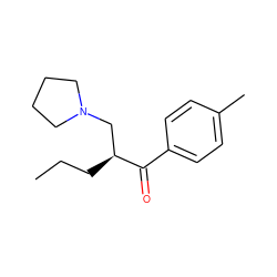 CCC[C@@H](CN1CCCC1)C(=O)c1ccc(C)cc1 ZINC000013682176