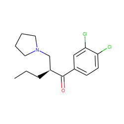 CCC[C@@H](CN1CCCC1)C(=O)c1ccc(Cl)c(Cl)c1 ZINC000013682182