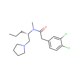 CCC[C@@H](CN1CCCC1)N(C)C(=O)Cc1ccc(Cl)c(Cl)c1 ZINC000013446363