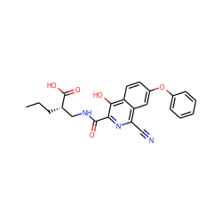 CCC[C@@H](CNC(=O)c1nc(C#N)c2cc(Oc3ccccc3)ccc2c1O)C(=O)O ZINC000146749463