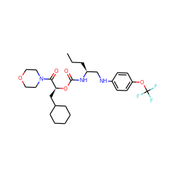 CCC[C@@H](CNc1ccc(OC(F)(F)F)cc1)NC(=O)O[C@@H](CC1CCCCC1)C(=O)N1CCOCC1 ZINC000014971835