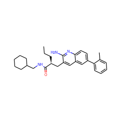 CCC[C@@H](Cc1cc2cc(-c3ccccc3C)ccc2nc1N)C(=O)NCC1CCCCC1 ZINC000072177972