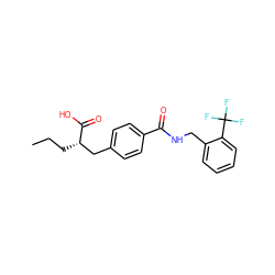 CCC[C@@H](Cc1ccc(C(=O)NCc2ccccc2C(F)(F)F)cc1)C(=O)O ZINC000653807514