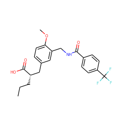 CCC[C@@H](Cc1ccc(OC)c(CNC(=O)c2ccc(C(F)(F)F)cc2)c1)C(=O)O ZINC000028652302