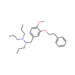 CCC[C@@H](Cc1ccc(OC)c(OCCc2ccccc2)c1)N(CCC)CCC ZINC000003824798