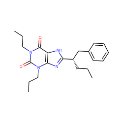 CCC[C@@H](Cc1ccccc1)c1nc2c([nH]1)c(=O)n(CCC)c(=O)n2CCC ZINC000012405517