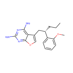 CCC[C@@H](Cc1coc2nc(N)nc(N)c12)c1ccccc1OC ZINC000045386588