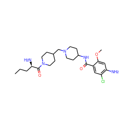 CCC[C@@H](N)C(=O)N1CCC(CN2CCC(NC(=O)c3cc(Cl)c(N)cc3OC)CC2)CC1 ZINC000013439997