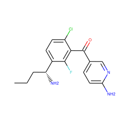 CCC[C@@H](N)c1ccc(Cl)c(C(=O)c2ccc(N)nc2)c1F ZINC000220661631