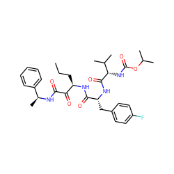 CCC[C@@H](NC(=O)[C@@H](Cc1ccc(F)cc1)NC(=O)[C@@H](NC(=O)OC(C)C)C(C)C)C(=O)C(=O)N[C@@H](C)c1ccccc1 ZINC000027181198