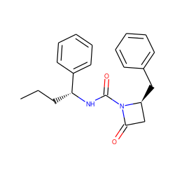 CCC[C@@H](NC(=O)N1C(=O)C[C@@H]1Cc1ccccc1)c1ccccc1 ZINC000013780475