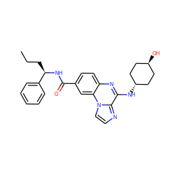 CCC[C@@H](NC(=O)c1ccc2nc(N[C@H]3CC[C@H](O)CC3)c3nccn3c2c1)c1ccccc1 ZINC000261191779