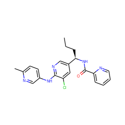 CCC[C@@H](NC(=O)c1ccccn1)c1cnc(Nc2ccc(C)nc2)c(Cl)c1 ZINC000473107200