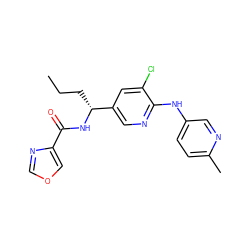 CCC[C@@H](NC(=O)c1cocn1)c1cnc(Nc2ccc(C)nc2)c(Cl)c1 ZINC000473105541