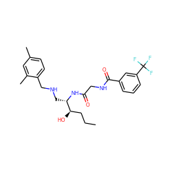 CCC[C@@H](O)[C@H](CNCc1ccc(C)cc1C)NC(=O)CNC(=O)c1cccc(C(F)(F)F)c1 ZINC000084618502