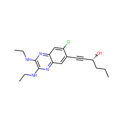 CCC[C@@H](O)C#Cc1cc2nc(NCC)c(NCC)nc2cc1Cl ZINC000115765169