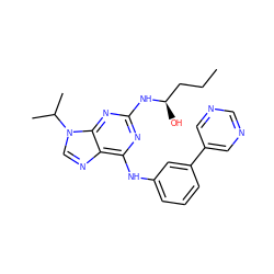 CCC[C@@H](O)Nc1nc(Nc2cccc(-c3cncnc3)c2)c2ncn(C(C)C)c2n1 ZINC000103186822