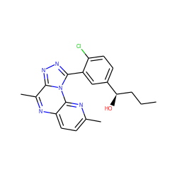 CCC[C@@H](O)c1ccc(Cl)c(-c2nnc3c(C)nc4ccc(C)nc4n23)c1 ZINC000145735008