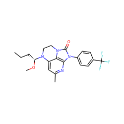 CCC[C@@H](OC)N1CCn2c(=O)n(-c3ccc(C(F)(F)F)cc3)c3nc(C)cc1c32 ZINC000028472365