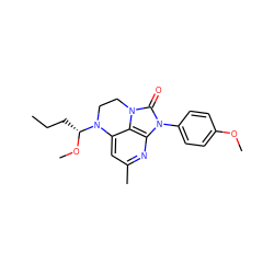 CCC[C@@H](OC)N1CCn2c(=O)n(-c3ccc(OC)cc3)c3nc(C)cc1c32 ZINC000028467949